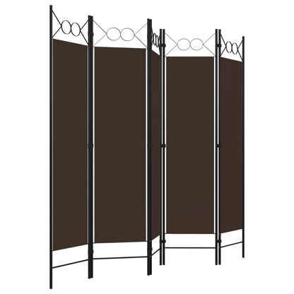 vidaXL 5-Panel Room Divider Brown 200x180 cm