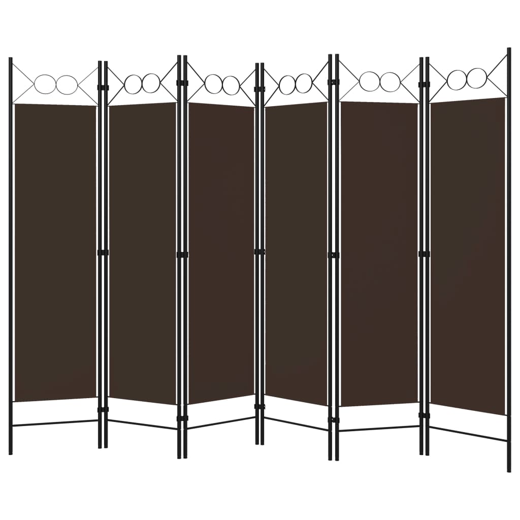 vidaXL 6-Panel Room Divider Brown 240x180 cm