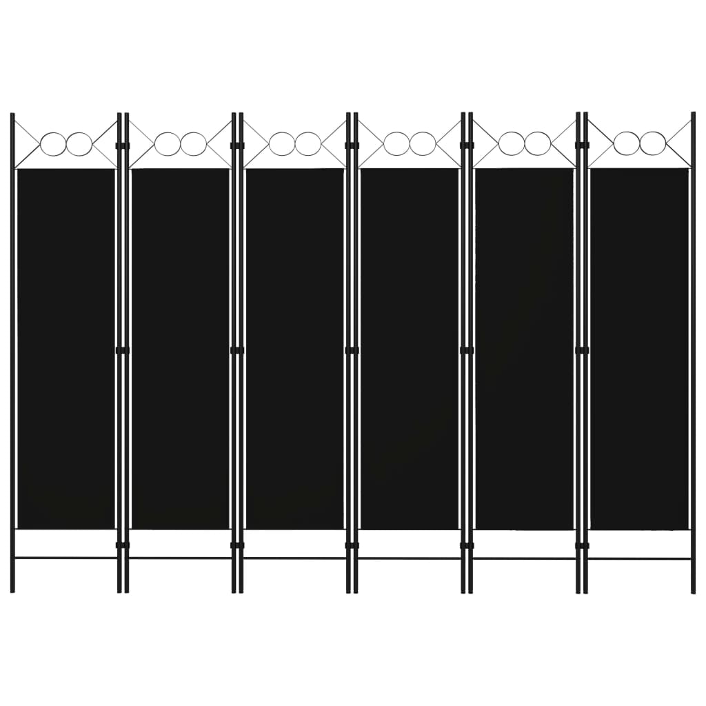 vidaXL 6-Panel Room Divider Black 240x180 cm