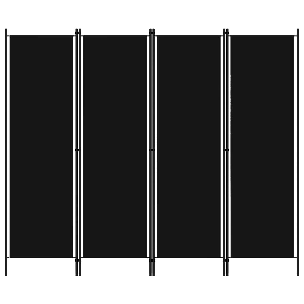 vidaXL 4-Panel Room Divider Black 200x180 cm