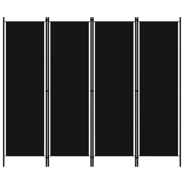 vidaXL 4-Panel Room Divider Black 200x180 cm