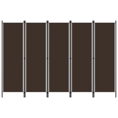 vidaXL 5-Panel Room Divider Brown 250x180 cm