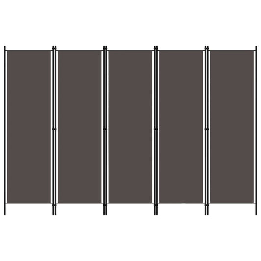 vidaXL 5-Panel Room Divider Anthracite 250x180 cm