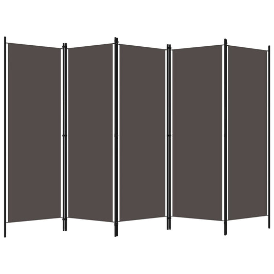 vidaXL 5-Panel Room Divider Anthracite 250x180 cm