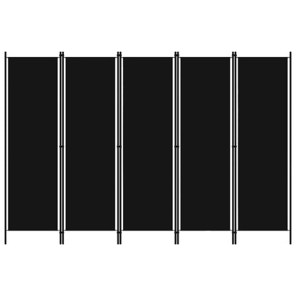 vidaXL 5-Panel Room Divider Black 250x180 cm