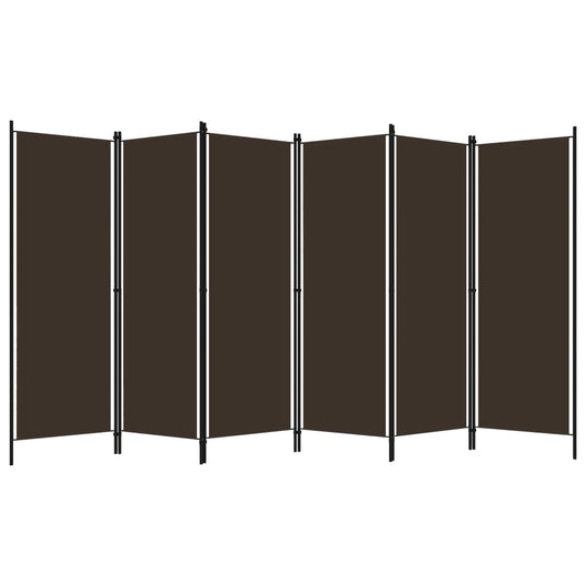 vidaXL 6-Panel Room Divider Brown 300x180 cm