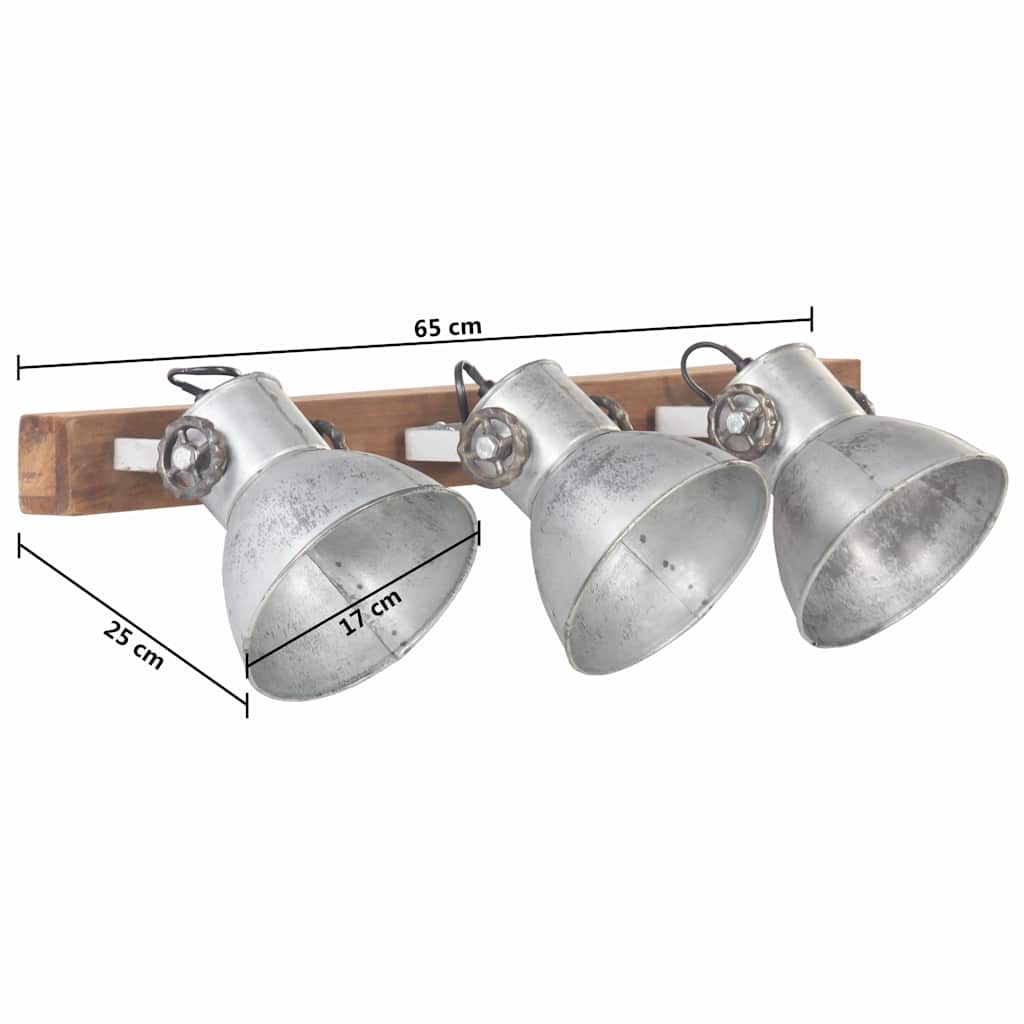 vidaXL Wall Lamp | Silver and brown | Iron and solid mango wood | Medium