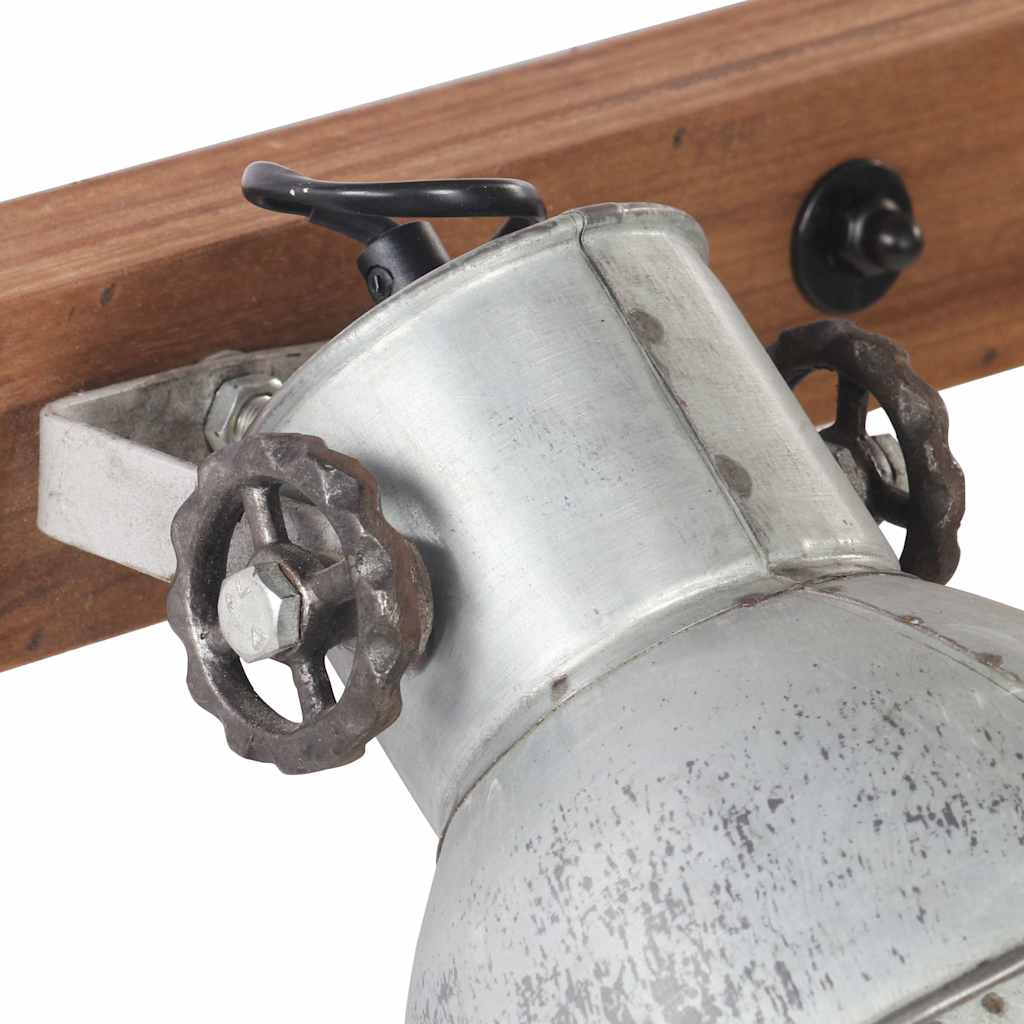vidaXL Wall Lamp | Silver and brown | Iron and solid mango wood | Medium