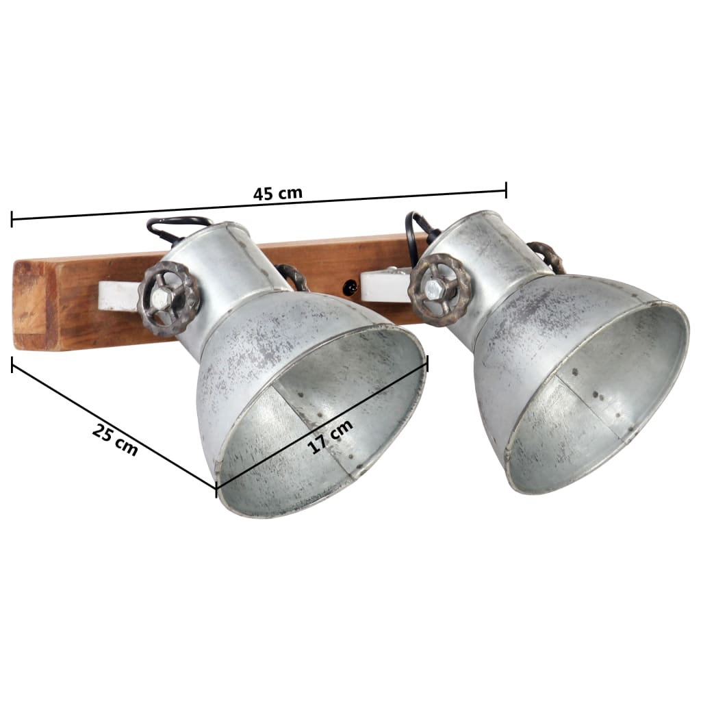 vidaXL Industrial Wall Lamp Silver 45x25 cm E27