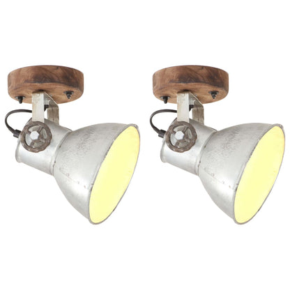 vidaXL Industrial Wall/Ceiling Lamps 2 pcs Silver 20x25 cm E27