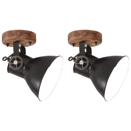 320514 vidaXL Industrial Wall/Ceiling Lamps 2 pcs Black 20x25 cm E27