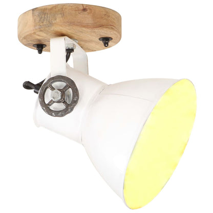 vidaXL Wall Lamp | White, Barn Brown | Iron, Solid Mango Wood | Medium