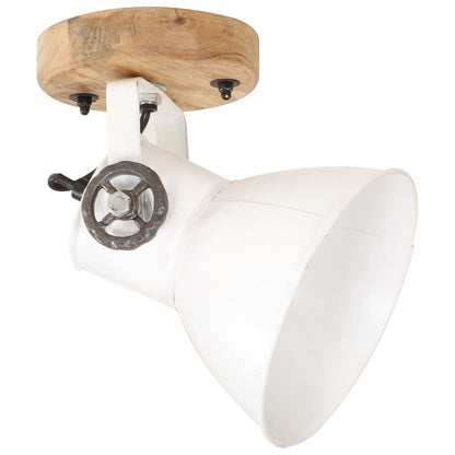 vidaXL Wall Lamp | White, Barn Brown | Iron, Solid Mango Wood | Medium
