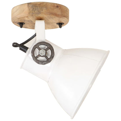 vidaXL Wall Lamp | White, Barn Brown | Iron, Solid Mango Wood | Medium