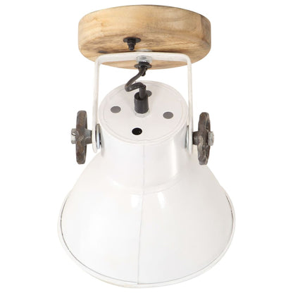 vidaXL Wall Lamp | White, Barn Brown | Iron, Solid Mango Wood | Medium