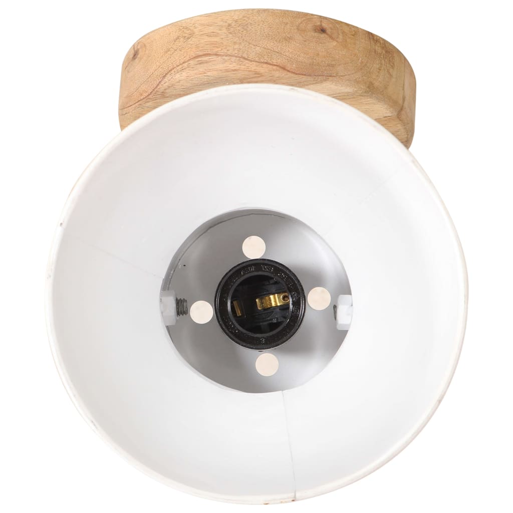 vidaXL Wall Lamp | White, Barn Brown | Iron, Solid Mango Wood | Medium