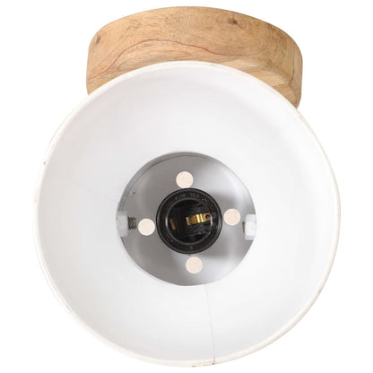 vidaXL Wall Lamp | White, Barn Brown | Iron, Solid Mango Wood | Medium