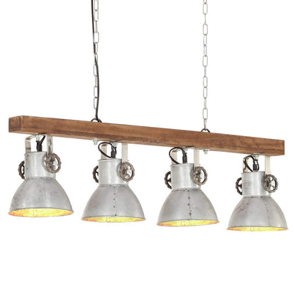 320521 vidaXL Industrial Ceiling Lamp Silver E27 Mango Wood