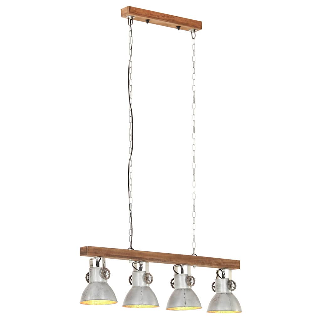 320521 vidaXL Industrial Ceiling Lamp Silver E27 Mango Wood