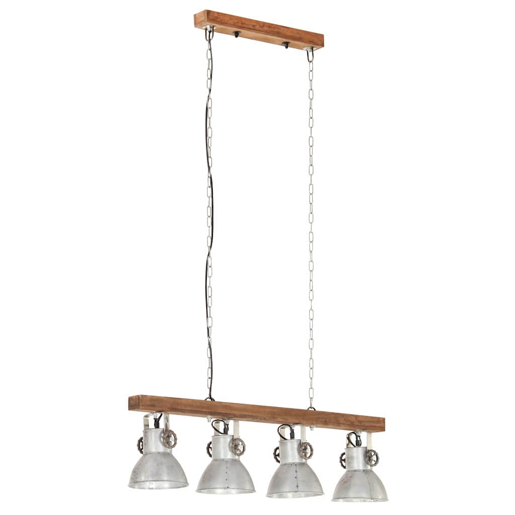 320521 vidaXL Industrial Ceiling Lamp Silver E27 Mango Wood