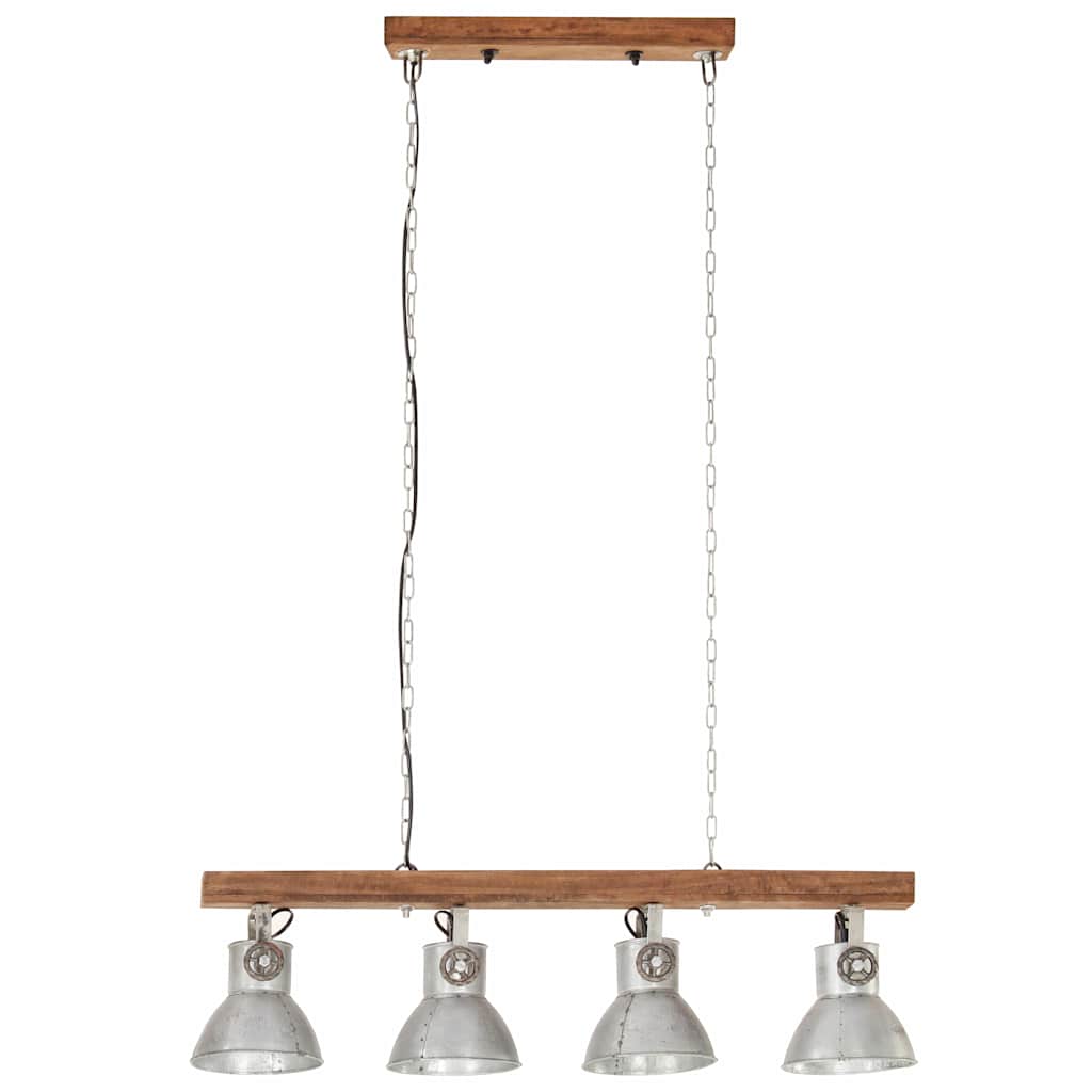 320521 vidaXL Industrial Ceiling Lamp Silver E27 Mango Wood