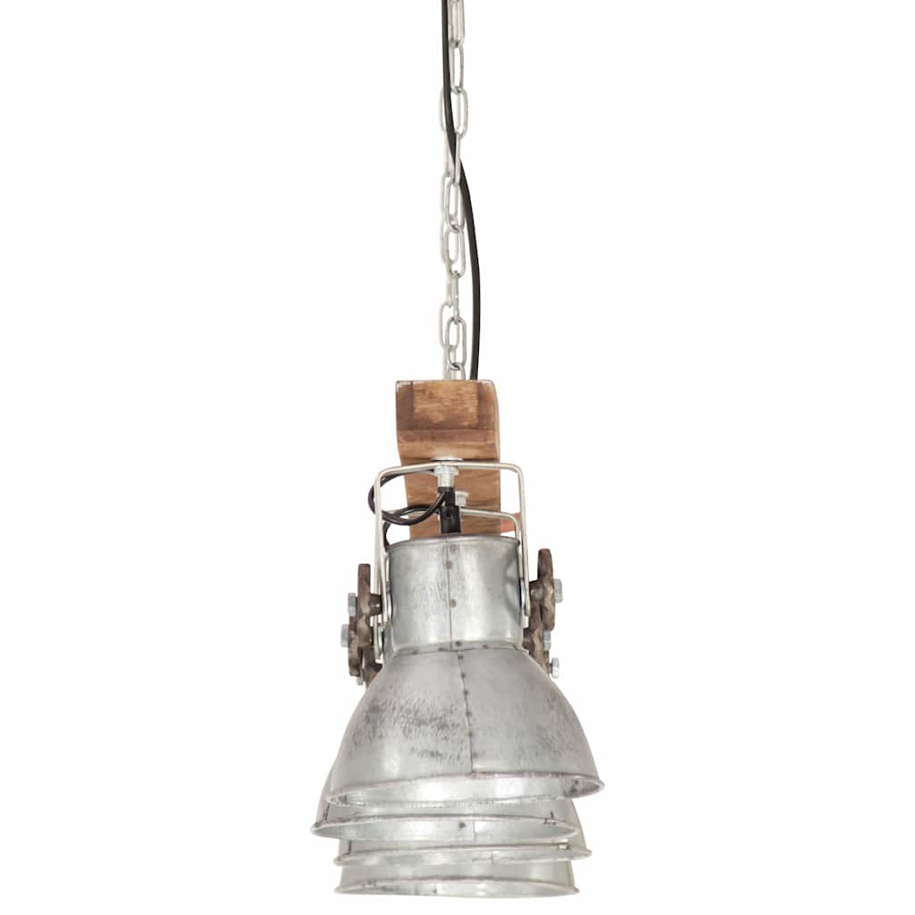 320521 vidaXL Industrial Ceiling Lamp Silver E27 Mango Wood