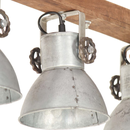 vidaXL Industrial Ceiling Lamp Silver E27 Mango Wood
