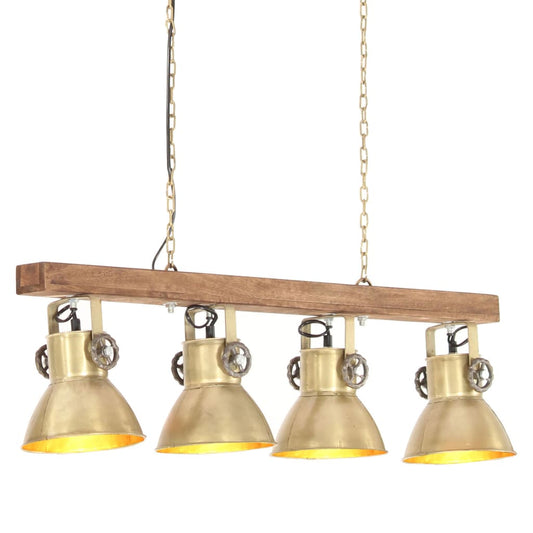 vidaXL Industrial Ceiling Lamp Brass E27 Mango Wood