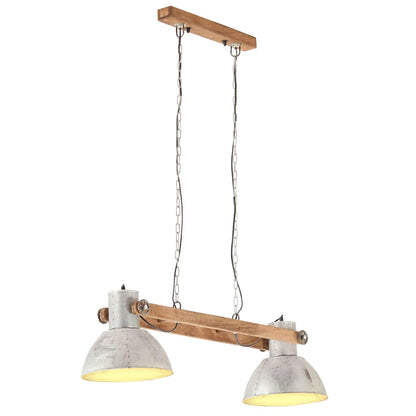 vidaXL Hanging Lamp | Silver and brown | Iron and solid mango wood | Large