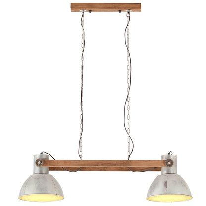 vidaXL Hanging Lamp | Silver and brown | Iron and solid mango wood | Large