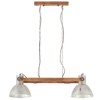 vidaXL Hanging Lamp | Silver and brown | Iron and solid mango wood | Large