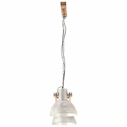 vidaXL Hanging Lamp | Silver and brown | Iron and solid mango wood | Large