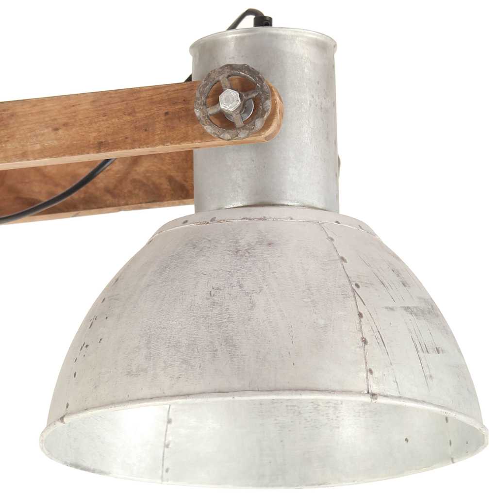 vidaXL Hanging Lamp | Silver and brown | Iron and solid mango wood | Large