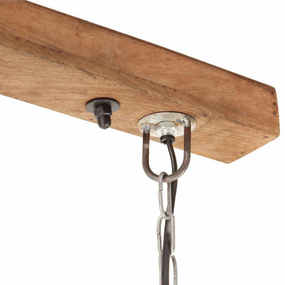 vidaXL Hanging Lamp | Silver and brown | Iron and solid mango wood | Large