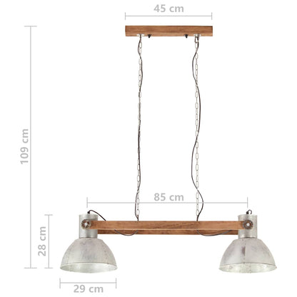 vidaXL Hanging Lamp | Silver and brown | Iron and solid mango wood | Large