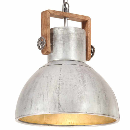 320529 vidaXL Industrial Hanging Lamp 25 W Silver Round 40 cm E27