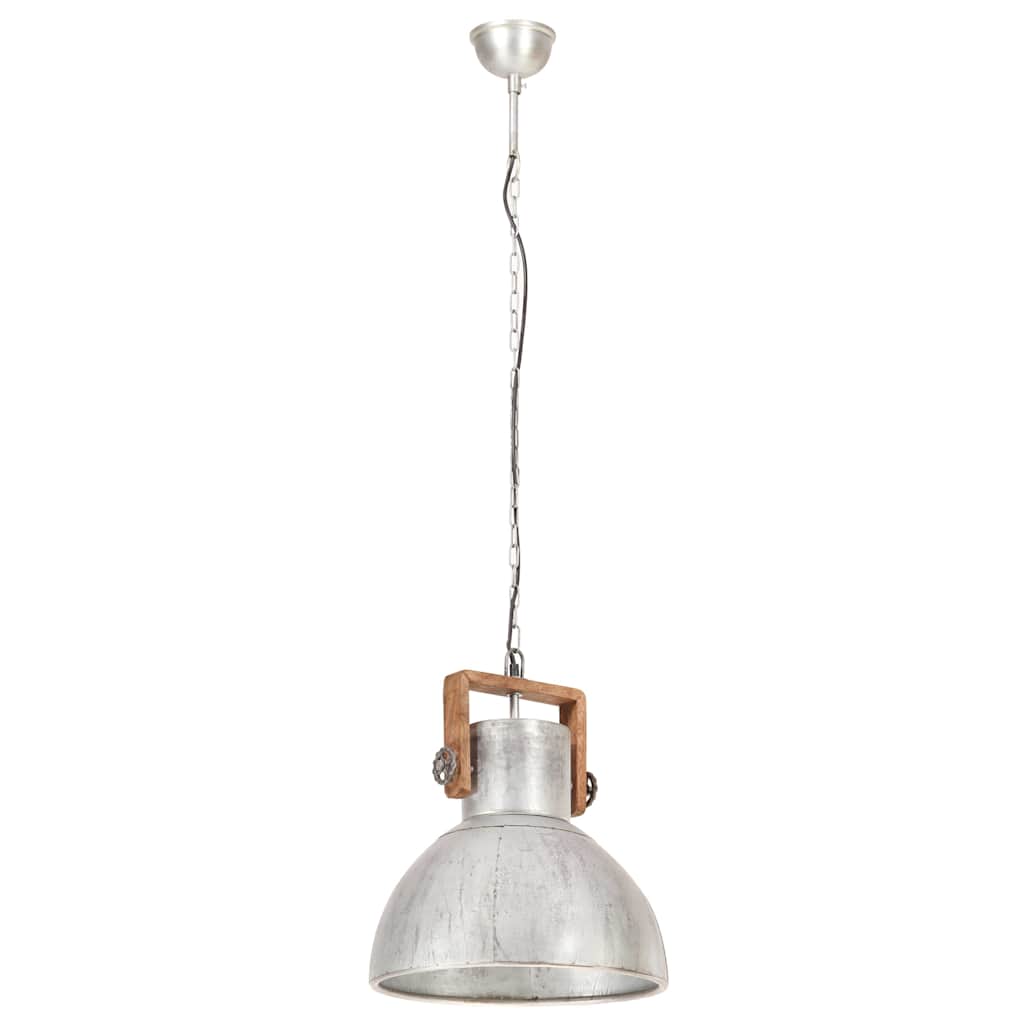 320529 vidaXL Industrial Hanging Lamp 25 W Silver Round 40 cm E27