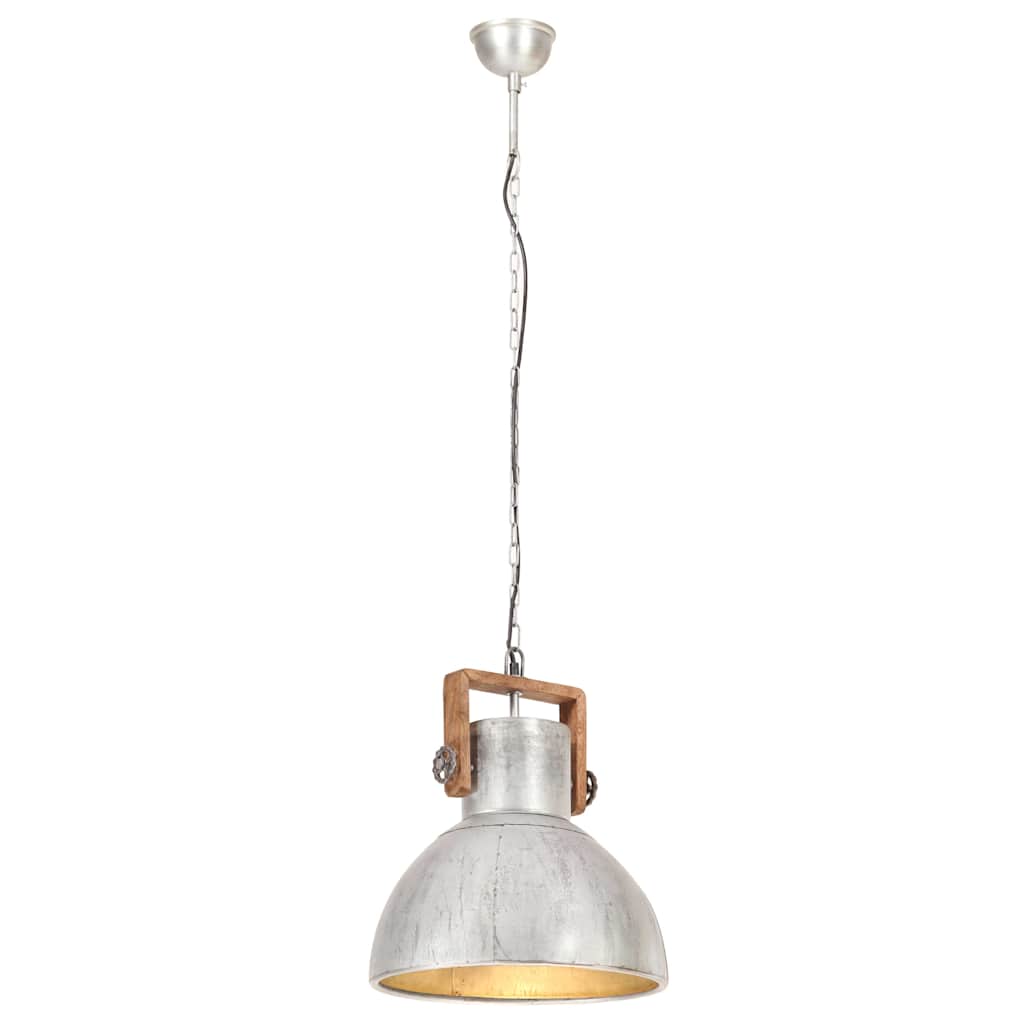 320529 vidaXL Industrial Hanging Lamp 25 W Silver Round 40 cm E27