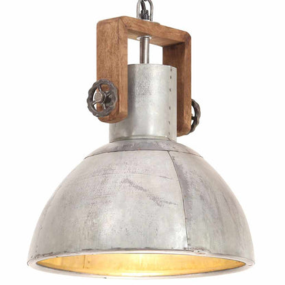 320530 vidaXL Industrial Hanging Lamp 25 W Silver Round 30 cm E27