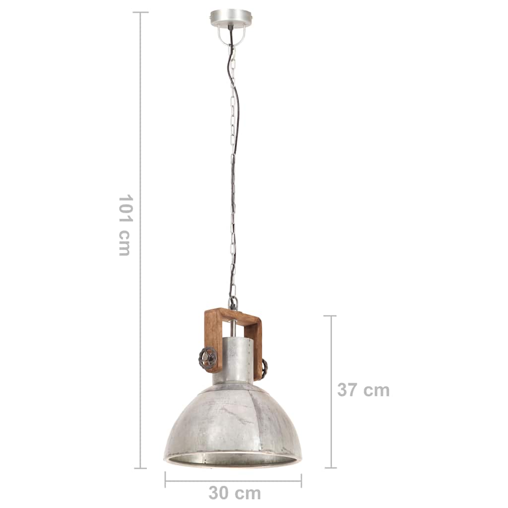 vidaXL Industrial Hanging Lamp 25 W Silver Round 30 cm E27