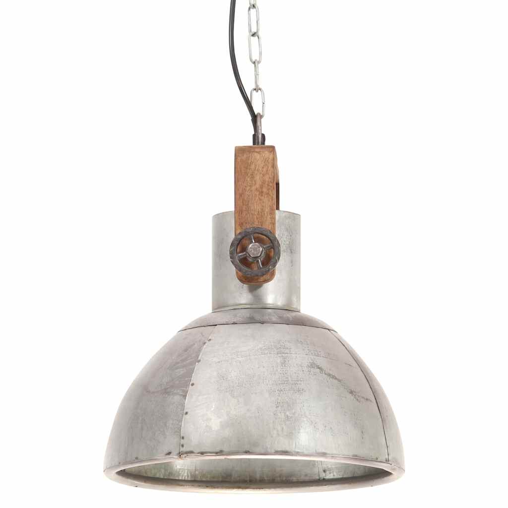 320530 vidaXL Industrial Hanging Lamp 25 W Silver Round 30 cm E27