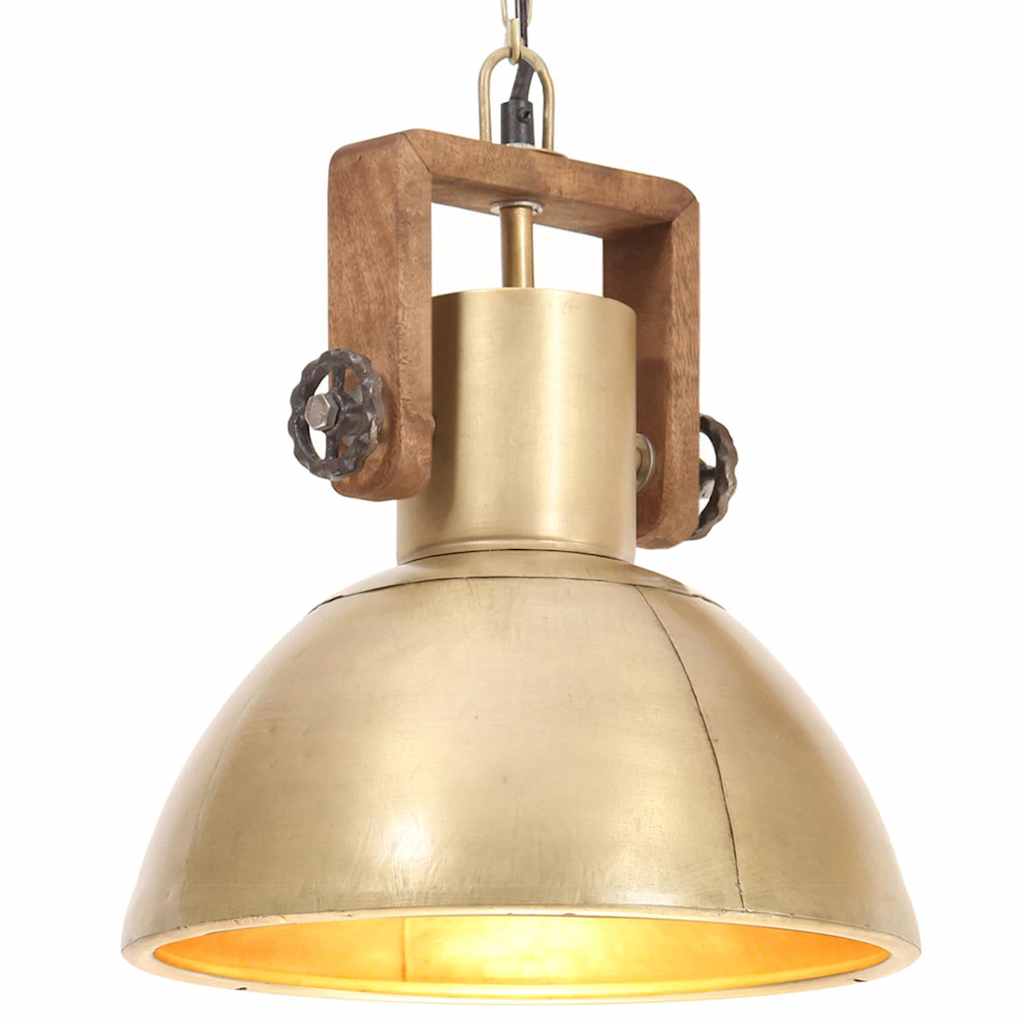 vidaXL Hanging Lamp | Brass, Brown | Iron with brass plating, Solid mango wood