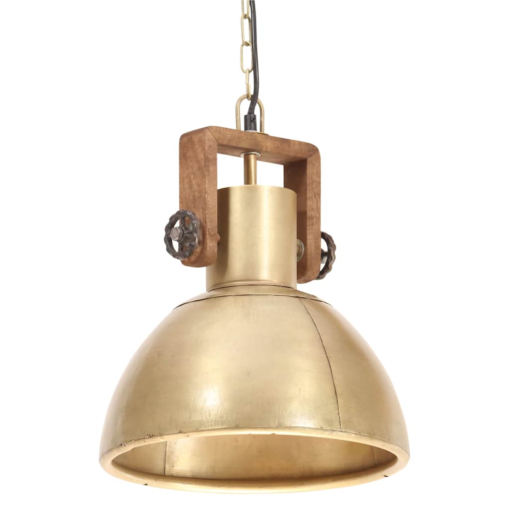 vidaXL Hanging Lamp | Brass, Brown | Iron with brass plating, Solid mango wood