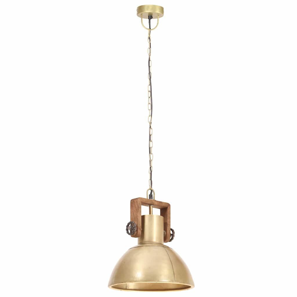 vidaXL Hanging Lamp | Brass, Brown | Iron with brass plating, Solid mango wood