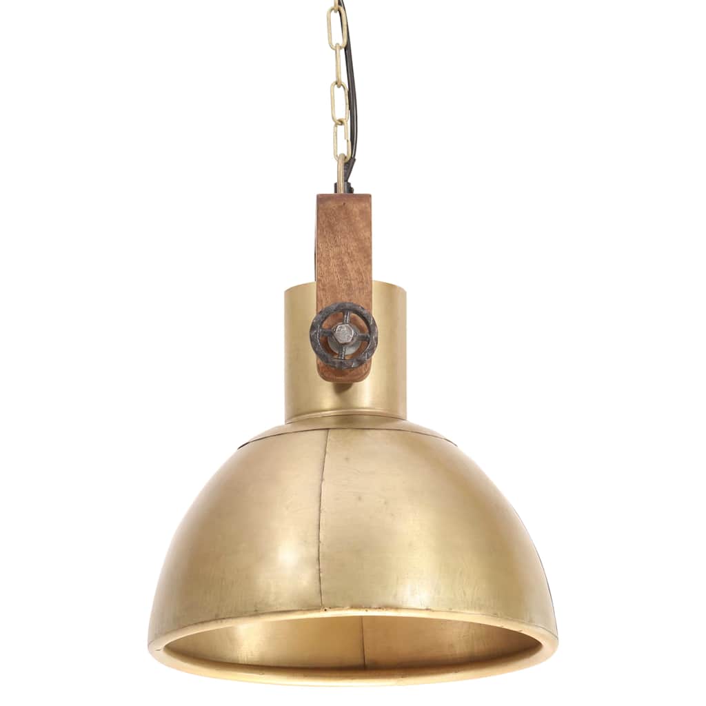 vidaXL Hanging Lamp | Brass, Brown | Iron with brass plating, Solid mango wood