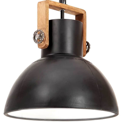 vidaXL Hanging Lamp | Black and barn brown | Iron and mango wood | Medium