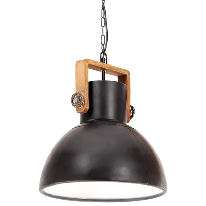 vidaXL Hanging Lamp | Black and barn brown | Iron and mango wood | Medium