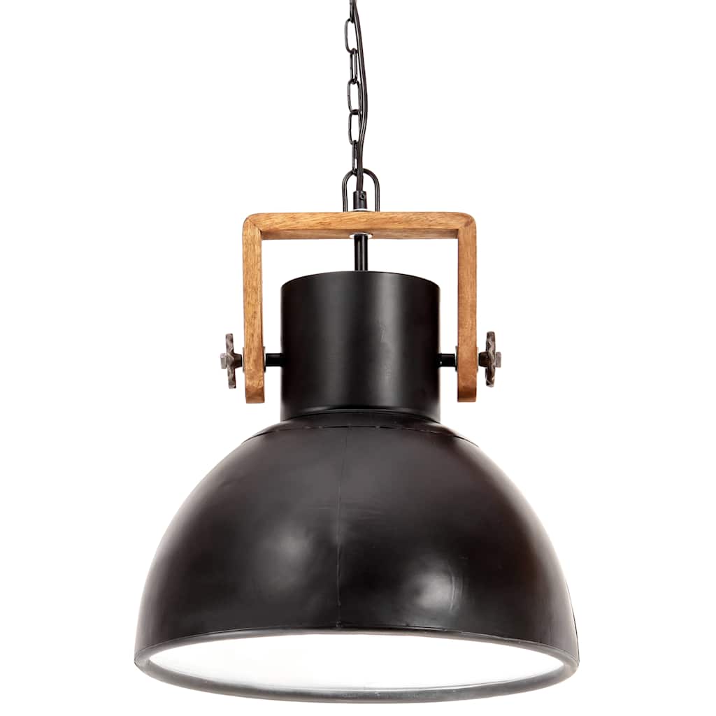 vidaXL Hanging Lamp | Black and barn brown | Iron and mango wood | Medium