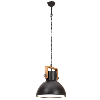 vidaXL Hanging Lamp | Black and barn brown | Iron and mango wood | Medium