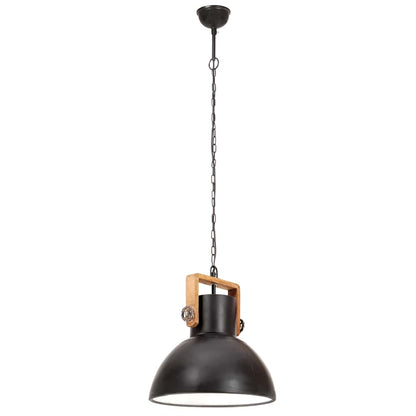 vidaXL Hanging Lamp | Black and barn brown | Iron and mango wood | Medium